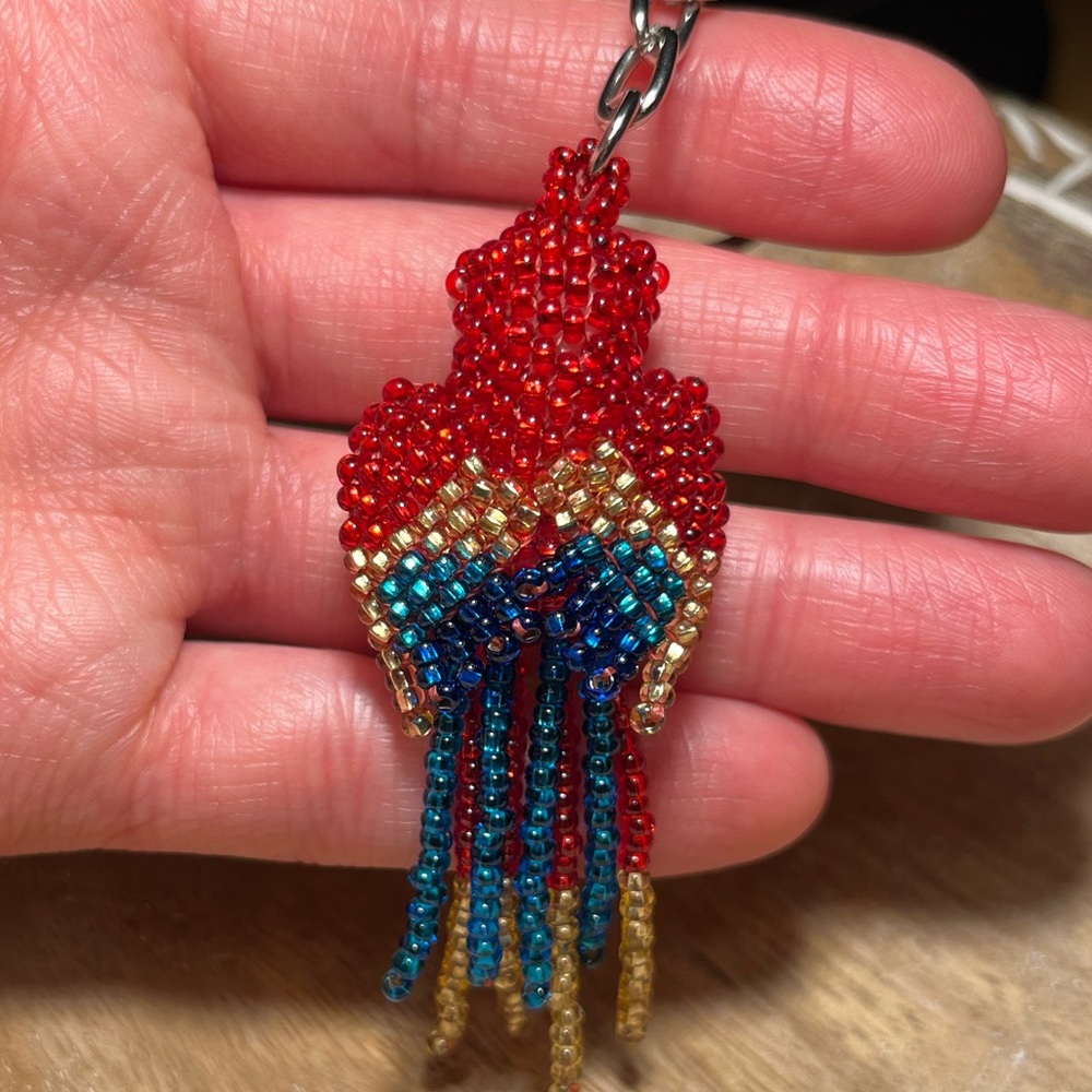 Handmade Beaded Parrot Bird Keychain - Picture 8 of 9